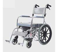 Silla de ruedas,Plegable Conducción Ajustable Médico, Impermeable Baño Multifuncional Discapacitados Ancianos Portátil Ultra con Carro de Inodoro