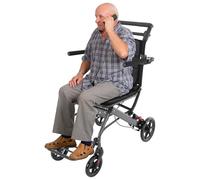 Silla de ruedas plegable de transporte 50 x 77 x 85 cm, reposabrazos giratorio de 270°, 100 kg, cómoda experiencia de usuario, silla de ruedas plegable, sillas de ruedas ligeras plegables para casas