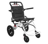 Silla de ruedas plegable de transporte, silla de ruedas de viaje con mango telescópico, marco de acero al carbono con cinturón de seguridad y freno de mano, silla de movilidad, ruedas traseras de 12