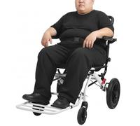 Silla de ruedas plegable de transporte, silla de ruedas de viaje con mango telescópico, marco de acero al carbono con cinturón de seguridad y freno de mano, silla de movilidad, ruedas traseras de 12