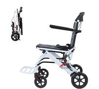 Silla de ruedas plegable, diseño ligero y portátil, correa de seguridad ajustable, ruedas de poliuretano para todos los terrenos, soporta 91 kg, ideal para viajes y tránsito