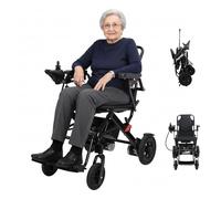 Silla de ruedas plegable eléctrica para personas mayores, silla eléctrica de viaje aprobada por aerolíneas con motores duales de 500 W, rango de 12 millas, marco ligero de 22 kg, freno antiinclinación