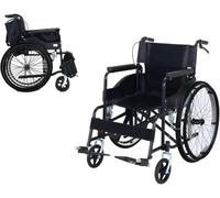 Silla de ruedas plegable, ligera, autopropulsada con ruedas grandes, silla de ruedas de tránsito con ruedas de liberación rápida, diseño resistente, asiento de 18.1 pulgadas