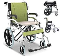 Silla de ruedas plegable ligera con dos pares de frenos, respaldo plegable, rodador estrecho para el hogar, silla de ruedas plegable y ligera