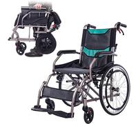 Silla de ruedas plegable ligera con respaldo plegable, solo después de plegar, cabe en el maletero del coche, dos pares de frenos para mayor seguridad