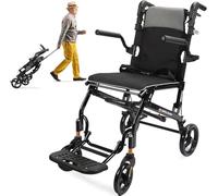 Silla de ruedas plegable ligera de 8,8 kg con mango telescópico, ultraligera, plegable, ligera, con reposabrazos y reposapiés plegables, para personas con discapacidad y personas mayores (Gris)