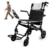 Silla de ruedas plegable ligera de 9,2 kg con mango telescópico, ultraligera, plegable, ligera, con reposabrazos y reposapiés plegables, para personas con discapacidad (Gris)