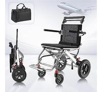 Silla de ruedas plegable ligera de aluminio con reposabrazos reversibles a 270°, plegable y ligero con asiento, pesa solo 8 kg después de plegarse, se puede colocar fácilmente en el maletero