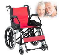 Silla de Ruedas Plegable Ligera de Paseo Ancianos, silla de ruedas de transporte con freno, reposapiés abatible y respaldo abatible, silla de ruedas de viaje portátil, cinturón de seguridad
