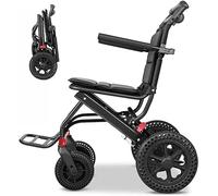 Silla de ruedas plegable ligera de viaje ultraligera con freno para ancianos, perfecta para el hogar, carretera y transporte, portátil y fácil de usar