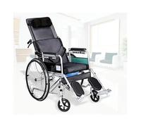 Silla de ruedas plegable ligera, multifuncional, totalmente acostada, plana, reclinable, ligera, plegable, con frenos de mano, parálisis cerebral, silla de ruedas para adultos