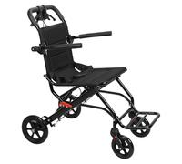 Silla de ruedas plegable ligera para adultos, silla de ruedas de transporte de 17.7 pulgadas de ancho con frenos de mano y correas ajustables, silla de ruedas portátil para personas mayores y viajes