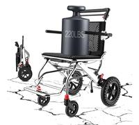 Silla de ruedas plegable ligera para adultos, silla de ruedas plegable portátil de viaje, carga de 220 libras, transporte compacto