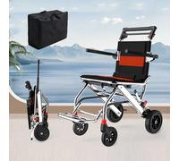 Silla de ruedas plegable ligera para viajes y embarque, silla de transporte de aluminio portátil para movilidad, silla de ruedas súper ligera y multiusos