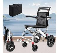 Silla de ruedas plegable ligera para viajes y embarque, silla de transporte de aluminio portátil para movilidad, silla de ruedas súper ligera y multiusos