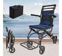 Silla de ruedas plegable ligera para viajes y embarque, silla de transporte de aluminio portátil para movilidad, silla de ruedas súper ligera y multiusos
