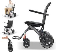 Silla de ruedas plegable ligera, silla de ruedas con rampa, rollator estrecho para el hogar, asiento 43 cm, silla de ruedas de viaje, sillas de ruedas de transporte, capacidad de carga 150 kg, para el