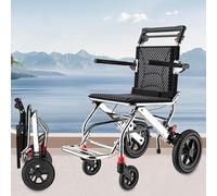 Silla de ruedas plegable ligera - Silla de transporte portátil de aluminio para embarcar y viajar - Silla de ruedas motriz para asistencia a la movilidad