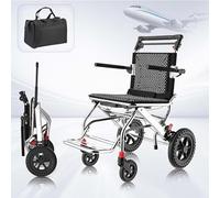 Silla de ruedas plegable ligera y portátil con freno de mano, soporta 220 libras, silla de ruedas plegable y ligera para viajes y movilidad