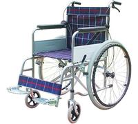 Silla de ruedas plegable manual, silla de ruedas de celosía, asiento suave, silla de transporte portátil sólida, silla de ruedas para adultos de acero con alto contenido de carbono