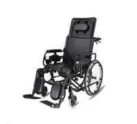 Silla de ruedas plegable para ancianos, con respaldo reversible, reposabrazos ajustables en altura y reposapiés plegables, capacidad de carga de 100 kg, color negro, portátil