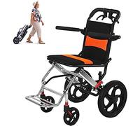 Silla de ruedas plegable para traslado Silla de Ruedas de Transporte Portátil de Aleación de Aluminio, con Freno de Mano y Bolsa de Almacenaje, para Adultos Mayores Silla de Ruedas Compacta de Viaje
