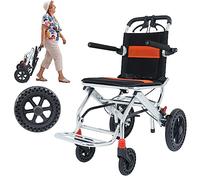 Silla de ruedas plegable portátil, silla de ruedas de viaje con freno de mano, silla de ruedas ultraligera para ancianos y niños (con bolsa)