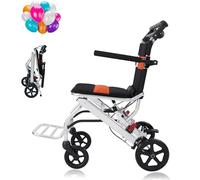 Silla de ruedas plegable portátil, silla de ruedas de viaje con freno de mano, silla de ruedas ultraligera para ancianos y niños (con bolsa)