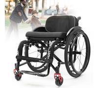 Silla de ruedas plegable portátil, silla de ruedas ligera de aleación de aluminio, silla de ruedas autopropulsada, silla de ruedas deportiva para todo terreno para adultos discapacitados,Black