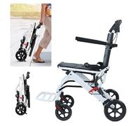 Silla de ruedas plegable portátil, silla de transporte ligera con correa de seguridad ajustable, marco de acero al carbono, ruedas de poliuretano para un paseo suave, diseño ergonómico para adultos,