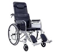 Silla de ruedas plegable reclinable completa con respaldo alto, marco de aleación de aluminio, soporta 265 libras para uso portátil y ducha