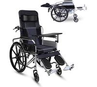 Silla de ruedas plegable reclinable Silla con inodoro Respaldo alto Reposacabezas extraíble Reposapiernas elevadoras Sillas de ruedas para discapacitados y ancianos