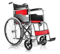 Silla de ruedas plegable Silla de Ruedas Plegable Marco Plegable Ultraligero de Acero Viaje de tránsito portátil Rojo for Usuarios discapacitados Puede soportar 100 kg Tipo de Empuje Ayuda al transpor