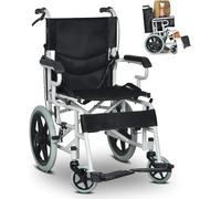 Silla de Ruedas plegable Ultra-con frenos de mano y reposapiés abatibles, asiento de 45 cm de ancho, silla de ruedas portátil y de transporte, sillas de ruedas para ancianos, adultos(Color:A)