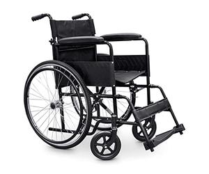 Silla de ruedas plegable WELLCORE, Estructura de Acero, Fácil plegado, Respaldo abatible, Reposapiés abatibles y desmontables, Para mayores, Para minusválidos