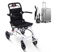 Silla de ruedas plegable y ligera, sillas de ruedas para adultos, silla de transporte de acero al carbono de 8,2 kg, capacidad de 200 libras y plegable ultracompacto de 10 pulgadas, carrito de viaje y