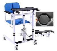 Silla de ruedas portátil de transferencia, con asiento dividido de 180° y asiento de inodoro, silla elevadora ajustable para uso doméstico para un fácil transporte y movilidad