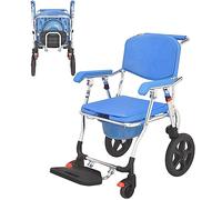 Silla de ruedas portátil de transporte, aleación de aluminio plegable ligera para personas mayores y adultos, ideal para ducha y uso al aire libre