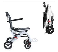 Silla de ruedas portátil de transporte para adultos y personas mayores, silla de ruedas plegable ligera con diseño ergonómico, sillas de ruedas de viaje, correa de seguridad ajustable, marco de acero