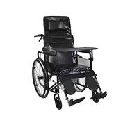 Silla de ruedas reclinable completa, silla de ruedas manual de respaldo alto, con reposacabezas y mesa de comedor, silla de ducha plegable, dispositivo de movilidad para adultos, carrito de conducción
