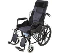 Silla de ruedas reclinable completa, sillas de ruedas con inodoro reclinables con respaldo alto, máquina de desplazamiento de silla de ruedas móvil cómoda y plegable para exteriores para adu