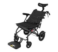 Silla de ruedas reclinable ligera con respaldo ajustable de 90° a 175°, plegable de aluminio, para personas mayores y adultos de hasta 130 kg, compacta y portátil