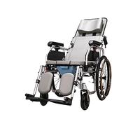 Silla de ruedas reclinable liviana con inodoro Silla de ruedas manual de mentira completa con respaldo alto extraíble Silla de ducha de baño impermeable para ancianos
