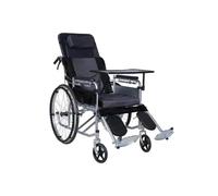 Silla de ruedas reclinable, manual, plegable y autopropulsable | Respaldo hasta 180°, reposapiés abatibles, ruedas traseras de 24", comodidad diaria, hogar y exterior