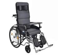 Silla de ruedas reclinable y brazos de escritorio desmontables, 220 libras. Capacidad, respaldo alto y reposacabezas extraíble, ajuste de 90-180° (A)