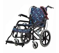 Silla de ruedas Silla de ruedas de viaje plegable con pastel de mano y reposapiés Mango antideslizante 16in Rueda trasera Luz silla de ruedas adecuada para ancianos, asiento 18 en 18 Wheelchair