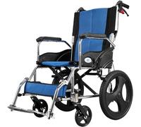 Silla de ruedas: silla de ruedas manual con frenos operados por un asistente, azul, fácil de instalar y soltar, fácil de plegar,