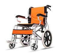 Silla de ruedas: silla de ruedas manual con frenos operados por un asistente, fácil de instalar y soltar, fácil de plegar, 58x82x87cm, naranja, negro, azul, rojo (color: azul) (negro) (naranja)