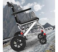 Silla de ruedas,Silla de ruedas plegable y ligera para adultos, asiento de 45 cm, reposabrazos fijos y reposapiés plegables, rueda trasera de 12 pies más grande, freno manual, cinturón de seguridad,