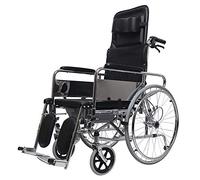 Silla de Ruedas Silla de Viaje de Aluminio Que Lleva a Personas Mayores discapacitadas Orinal Mentira Completa Transporte multifunción Ayudas para Caminar portátiles Plegables